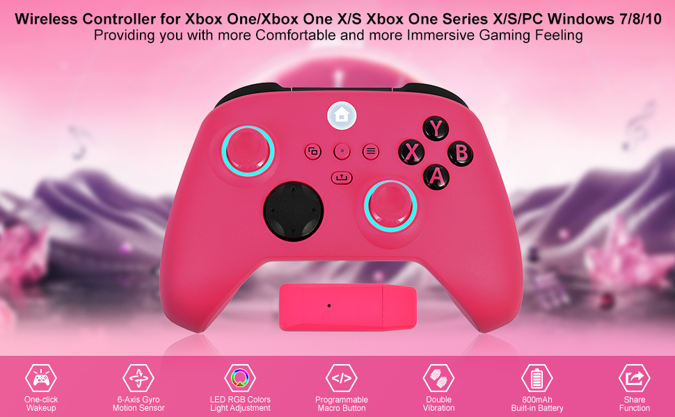 RGB LED light xbox one controller for xbox one x s xbox one series x s pc windows 7 8 10