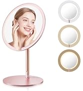 SJZX Cute Pink Lighted Makeup Mirror, Rechargeable Vanity Mirror with 70 LEDs &amp; 1400 Lux, 3 Color...