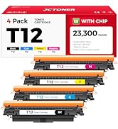 T12 T12L Toner Cartridge Set 4-Pack with chip High Yield Replacement for Canon T12 T12BK T12C T12...