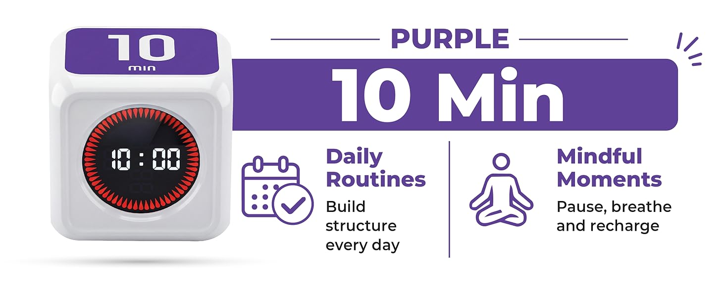 10 minute preset timer for daily routines and mindful breaks