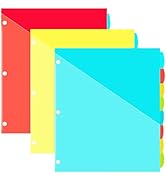 INFUN 8-Tab Plastic Binder Dividers with Front pockets - 3 Sets, Multicolor pocket dividers for 3...