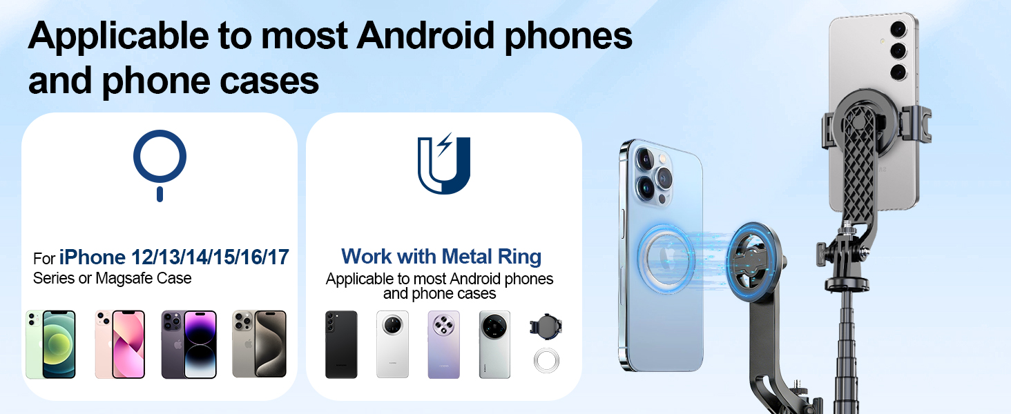 Selfie stick tripod suitable for different mobile phone models