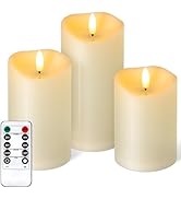 NURADA Outdoor Flameless Candles with Remote Timer - Waterproof Realistic Flickering LED Pillar E...