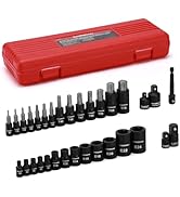 CASOMAN 32-Piece Torx Bit Socket and Female External Socket Set, 14 Star Bits (T8- T70) and 13 Fe...