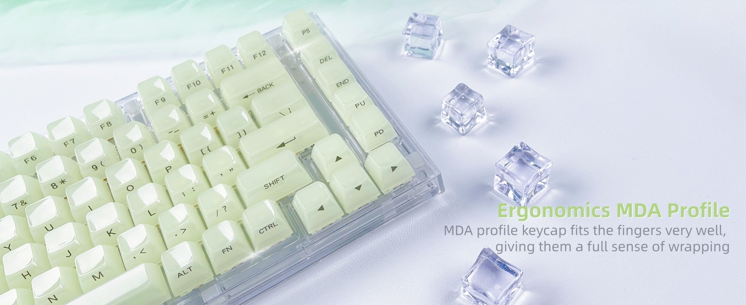Womier Keyboard Keycaps Jelly - Ceramic Keycaps Style, Clear Creamy Green Key Cap