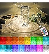 Crystal Lamp,Touch Control Crystal Rose Lamp,Crystal Table Lamp with 16 Colors,RGB Night Light wi...