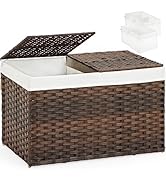 SETVSON Storage Basket with Lid Wicker Baskets for Storage with 2 Separate Lid 42.3 Gallon (160 L...