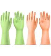 AUAUY Reusable Kitchen Dishwashing Gloves, Rubber Household Cleaning Gloves, Non-Slip Waterproof ...