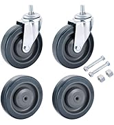 weyleity 4 Pack 5" Shopping Cart Replacement Wheels Kit | 2 Stemless Casters &amp; 2 Stem Threaded Ca...