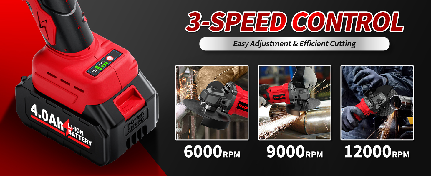 Cordless Angle Grinder 4-1/2&amp;#34; Brushless Metal Grinder 12000 RPM