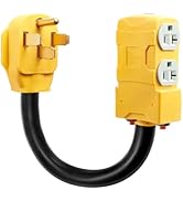 WYM world 50 Amp to 20 Amp 110V RV Distribution Adapter,NEMA 14-50P to 4 X 5-20R/15R RV 4-Prong t...