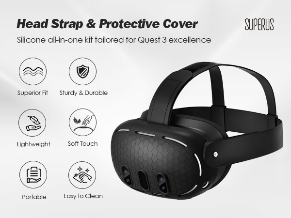  Silicone Head Strap &amp; Protector Cover for Meta/Oculus Quest 3 Accessories