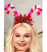 Uranian Light Up Christmas Headbands LED Candy Cane Hairbands Glowing Festival Costume Headwear X...