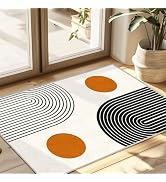 Tyrot Mid Century Modern Rug 2x3 Washable Rug Boho Small Non Slip Throw Rugs Contemporary Aesthet...