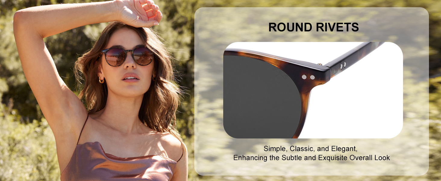 SOJOS Small Round Classic Polarized Sunglasses for Women Men Vintage Style UV400 Lens SJ2113