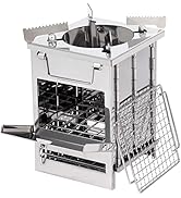 REDCAMP Wood Burning Folding Camp Stove Stainless Steel Grid and Pot Stand, Portable Collapsible ...