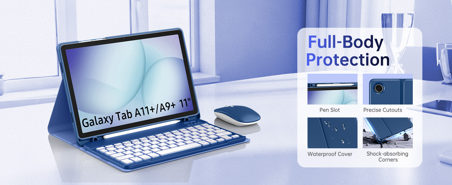 galaxy tab a11+ 11&amp;#34; case with backlit keyboard