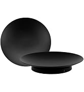 Faotup Iron Candle Plate Holders Pillar Candles Stand Decorative Iron Candlestick Tray, Black(Pac...