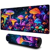 Jhdstore Blacklight Mushroom Mouse Pad Big Desk Mat XXL Extended Mushroom Mousepad Large Galaxy M...