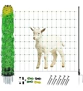 Electric Fence Netting, 35.4" H x 164' L, PE Net Fencing with 14 Posts Double Spiked, Utility Por...