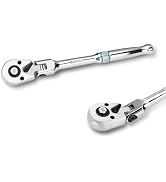 DURATECH 1/4-Inch Flex-Head Ratchet, 90-Tooth Quick-Release Ratchet Wrench | Socket Wrench with 1...