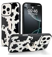 Jefonha Compatible with iPhone 16 Pro Max Case with Finger Hand Strap Kickstand, Cute Funny Milk ...