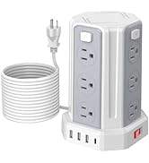 Power Strip Surge Protector, 10 Ft Extension Cord with 12 AC Multiple Outlets 4 USB (1 USB C), SM...