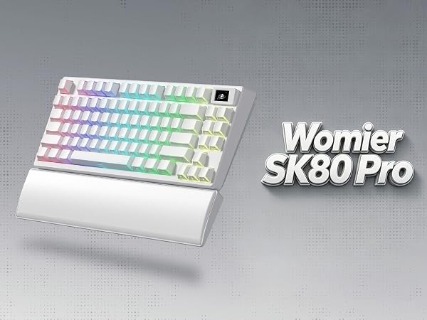 Womier 75% Wireless Mechanical Keyboard with Color Multimedia Screen Creamy PC Gaming Keyboard
