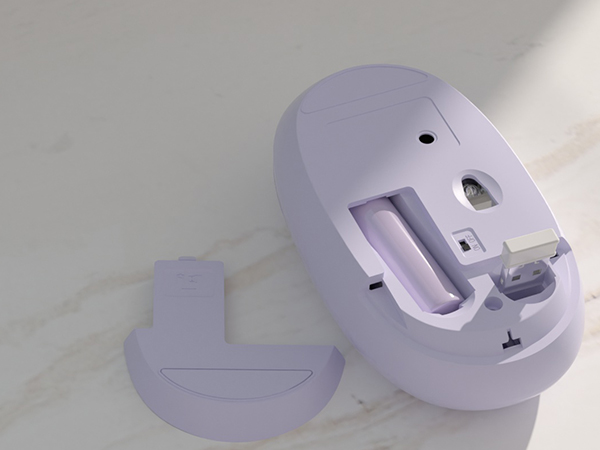 purple colorful wireless keyboard and mouse