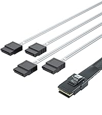 H!Fiber.com 2 Pack 12G Internal Mini SAS HD SFF-8643 to SFF-8643 Cable, 0.5m, 36 Pin, with Sideband,...