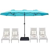 SUPERJARE 13FT Outdoor Patio Umbrella with Base Included, Double Sided Pool Umbrellas with Fade R...