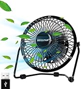 BEESTAR 4 Inch Desk Fan,Mini Fan with Metal Construction,Powerful USB Powered,360° Rotation desk ...
