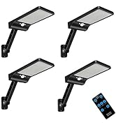 Aqonsie Solar Lights Outdoor with Remote, 180° Adjustable 56LED Solar Flood Light, Outside Securi...