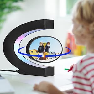 Magnetic floating photo frame, levitating photo for home, floating photo frame with colorful light