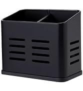 EdgeVue Kitchen Utensil Holder for countertop, 2 Compartment Caddy &amp; Organizer for Drying Cooking...