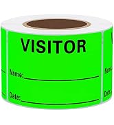 Hybsk Visitor Pass Stickers Fluorescent Green Visitor Name Identification Labels 2 x 3 inch Stick...