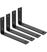 SAYAYO Floating Shelf Brackets Heavy Duty 7 Inch, 1/5 Inch Thicken Black Shelf Bracket for Wood S...