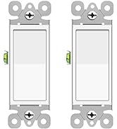Single Pole Double Rocker Light Switch,Greencycle 2 Pack Paddle Light Switch 15 Amp,Sp Decora Swi...