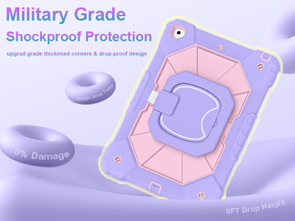 Heavy Duty Military Grade Shockproof Rugged Protective Cover for iPad 9th/ 8th/ 7th Gen