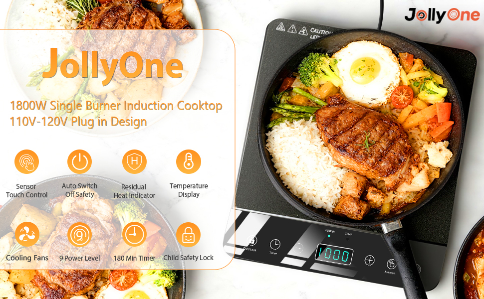 JollyOne Portable Single Burner Induction Cooktop 1800W