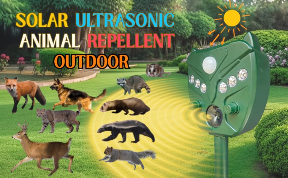 Solar Ultrasonic Animal Repellent Outdoor