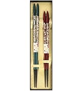 Premium Japanese Chopsticks Reusable 2prs Set [Made in Japan] Featuring Mother of Pearl Inlay and...