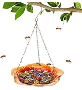 Bee Feeder with Vivid Hibiscus Design - Anti-Rust Iron Bee Watering Station for Feeding, Colorful...