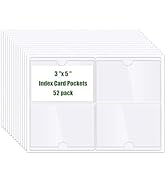 Self Adhesive 3"x 5" Index Card Pockets with Top Open for Loading 52 Pack, Goefun Clear Adhesive ...