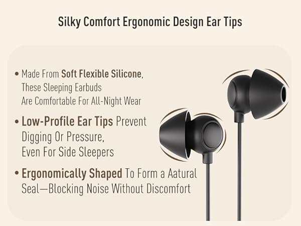 Silicone low profile ergonomic design ear tips for sleeping wireless headphone