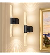 Eclipterra Battery Operated Wall Sconce Set of 2 Rechargeable Battery Powered Wall Light with 120...
