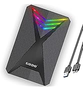 GODO 2.5 inch SATA to USB 3.0 External Hard Drive Enclosure with RGB for 7 mm 9.5 mm SATA III HDD...