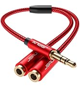 JSAUX 4ft Audio Splitter, 3.5mm Male TRS to 2 Dual 3.5mm Female Adapter, Nylon-Braided Stereo Y S...