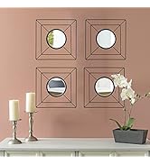 4 Set Square Black Mirrors for Wall Metal Mirrors for Home Décor Decorative Mirrors Hanging Horiz...