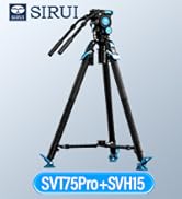SIRUI SVT75 Pro+SVH15 Carbon Fiber Video Tripod Kit, Max Height 66.53", 55.1lbs Load, One-Step Fl...